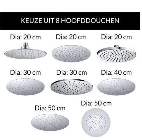 Wiesbaden Inbouw Regendoucheset Plafonduitloop Rond 20 cm Chroom (Compleet)