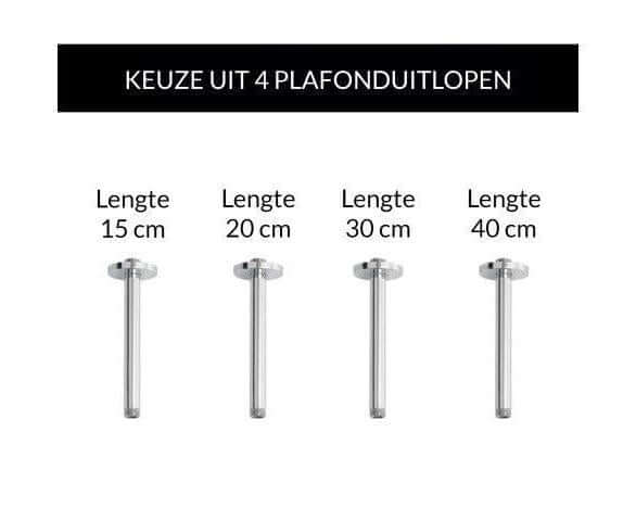 Wiesbaden Inbouw Regendoucheset Plafonduitloop Rond 20 cm Chroom (Compleet)
