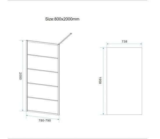 Wiesbaden Douchewand Horizon Raster | Mat-Zwart | NANO coating | Inloopdouche (Alle maten)