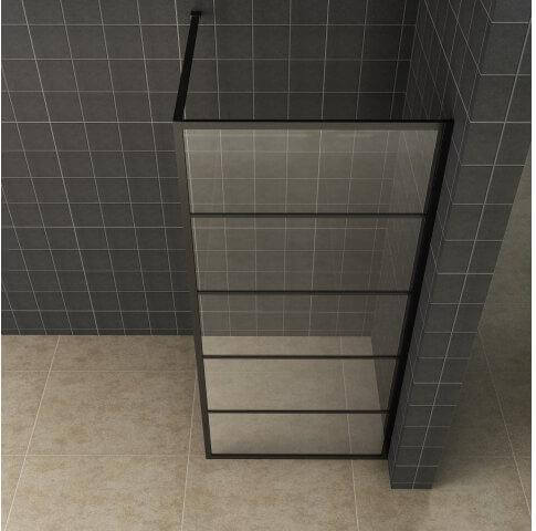 Wiesbaden Douchewand Horizon Raster | Mat-Zwart | NANO coating | Inloopdouche (Alle maten)