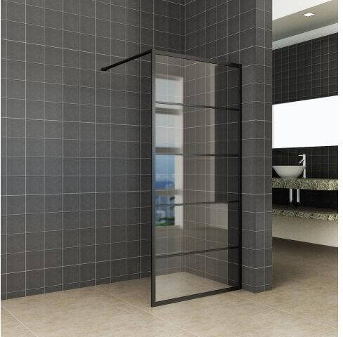 Wiesbaden Douchewand Horizon Raster | Mat-Zwart | NANO coating | Inloopdouche (Alle maten)