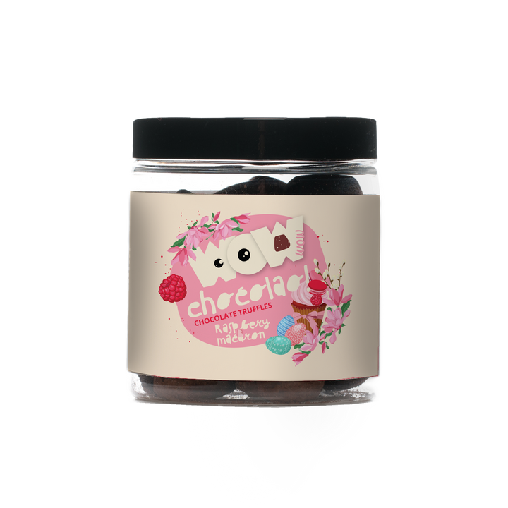 Raspberry Macaron chocolate truffles - Easter Gifting jar 130g - Goat Corp