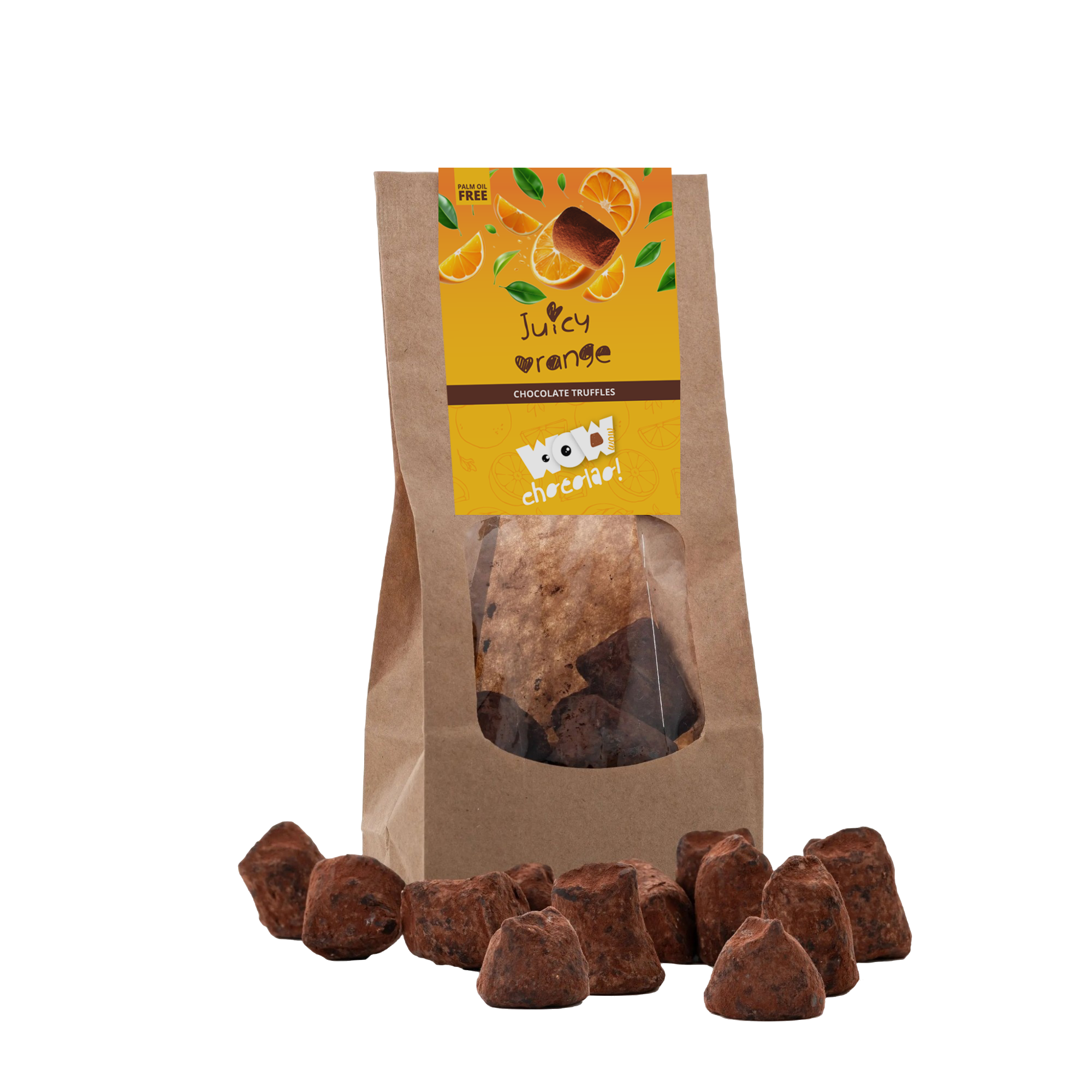 Juicy Orange chocolate truffles - Biodegradable bag 130g - Goat Corp