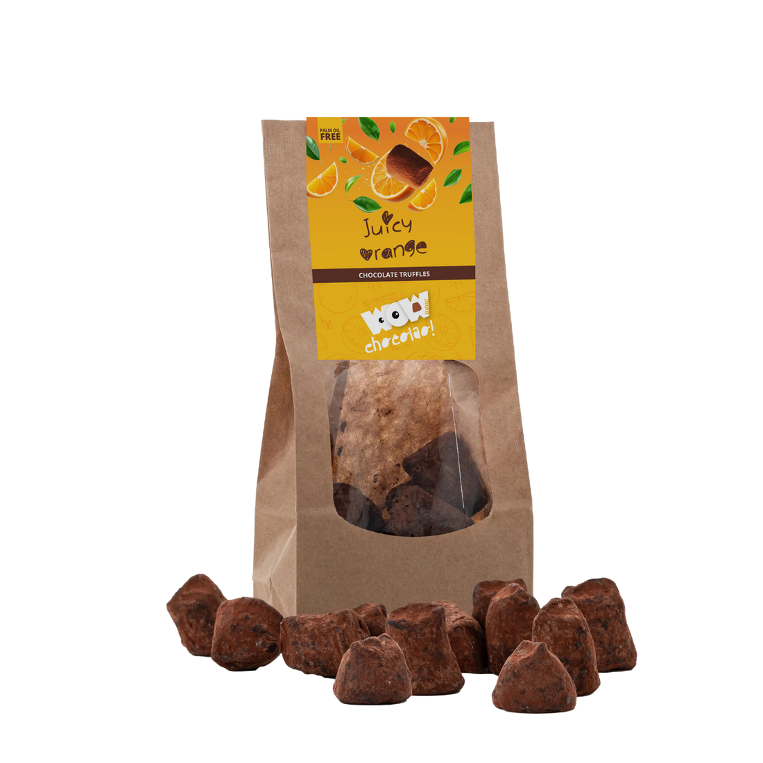 Juicy Orange chocolate truffles - Biodegradable bag 130g - Goat Corp