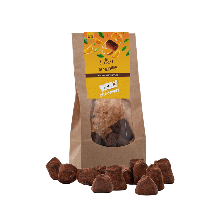 Juicy Orange chocolate truffles - Biodegradable bag 130g - Goat Corp
