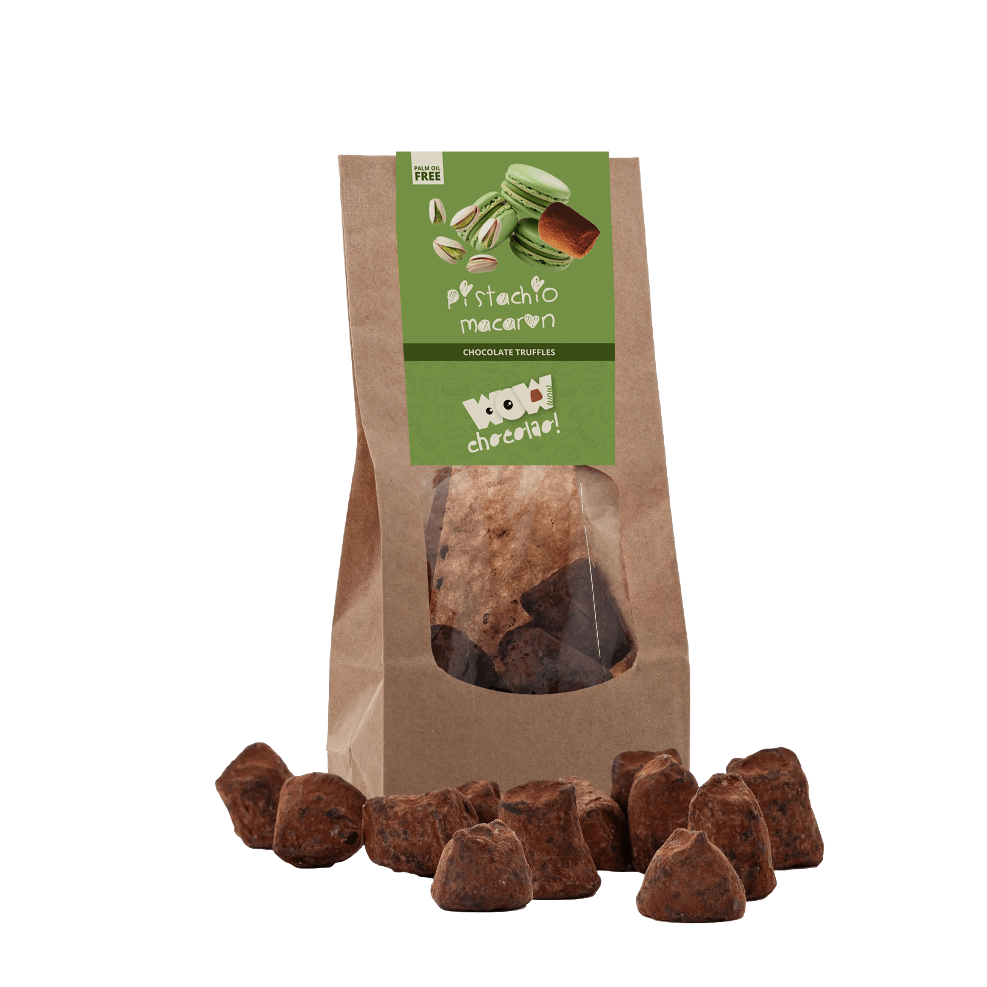 Pistachio Macaron Chocolate Truffles - Biodegradable bag 130g