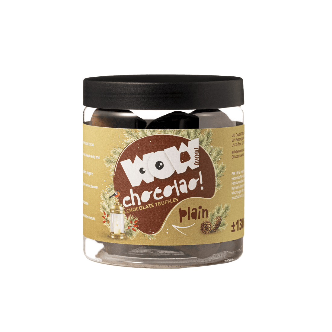 Plain Chocolate Truffles - Christmas Edition -  Gifting jar 130g