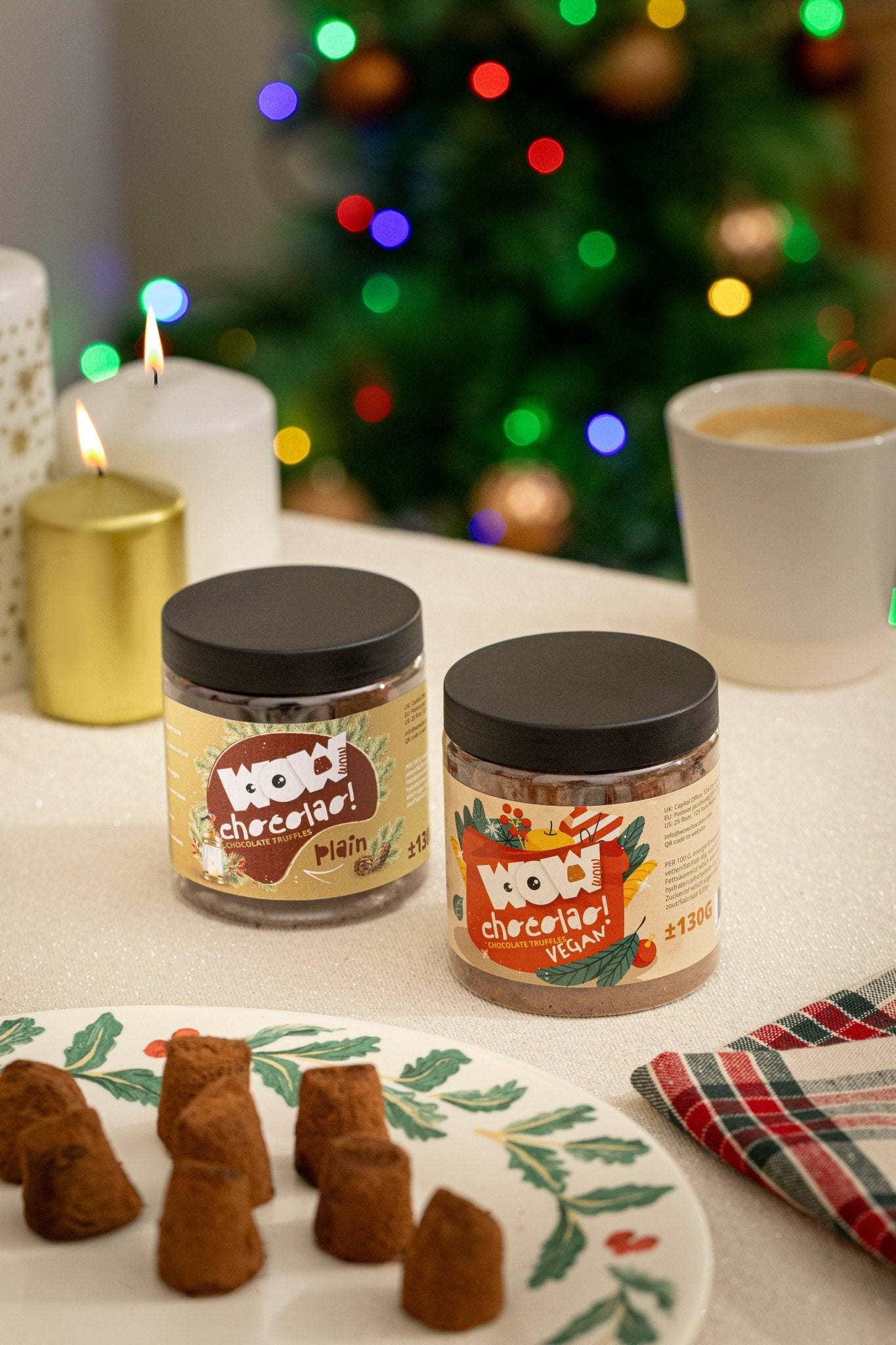 Vegan Christmas Truffles Gift Jar 130g | Dairy-Free Holiday Chocolate