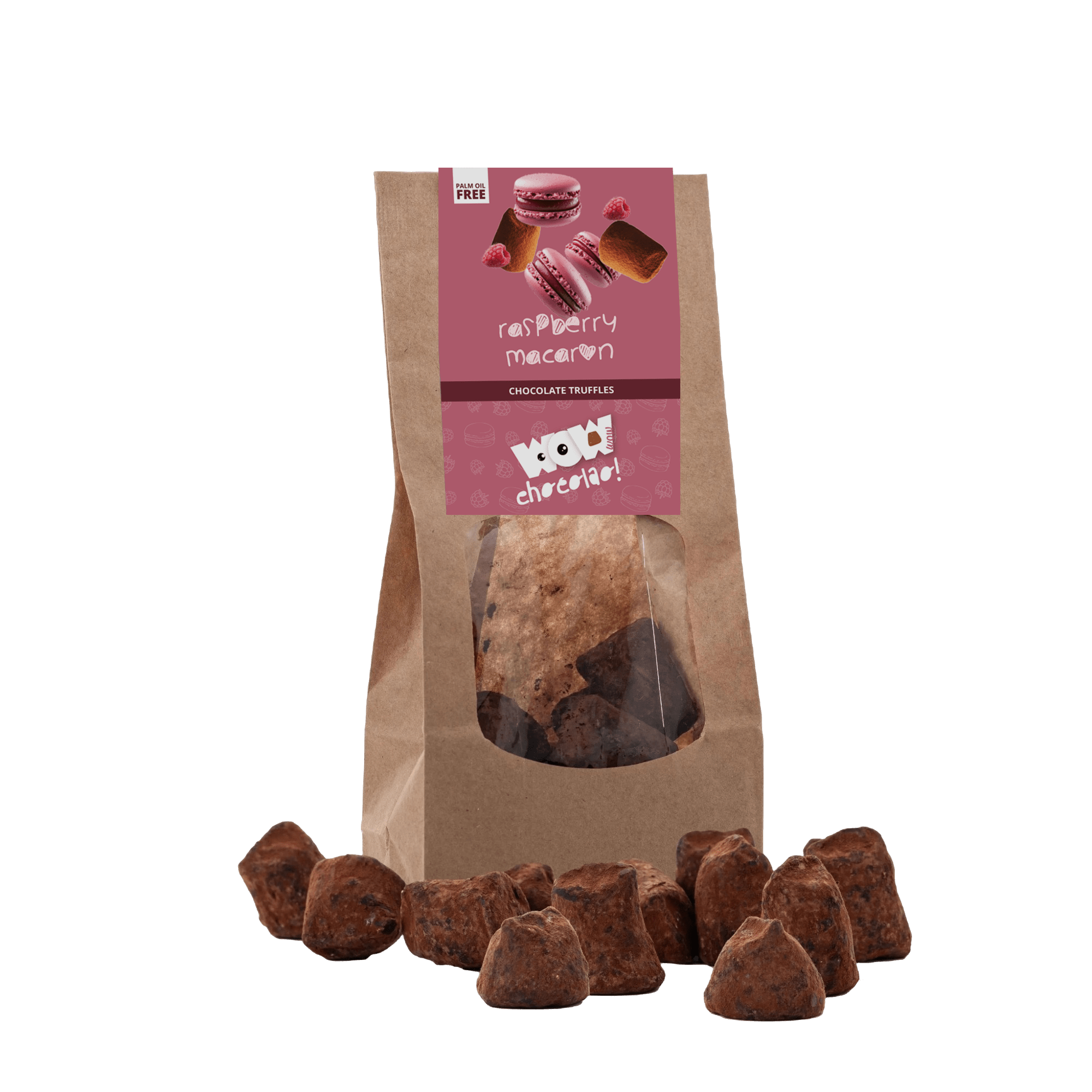Raspberry Macaron Chocolate Truffles - Biodegradable bag 130g