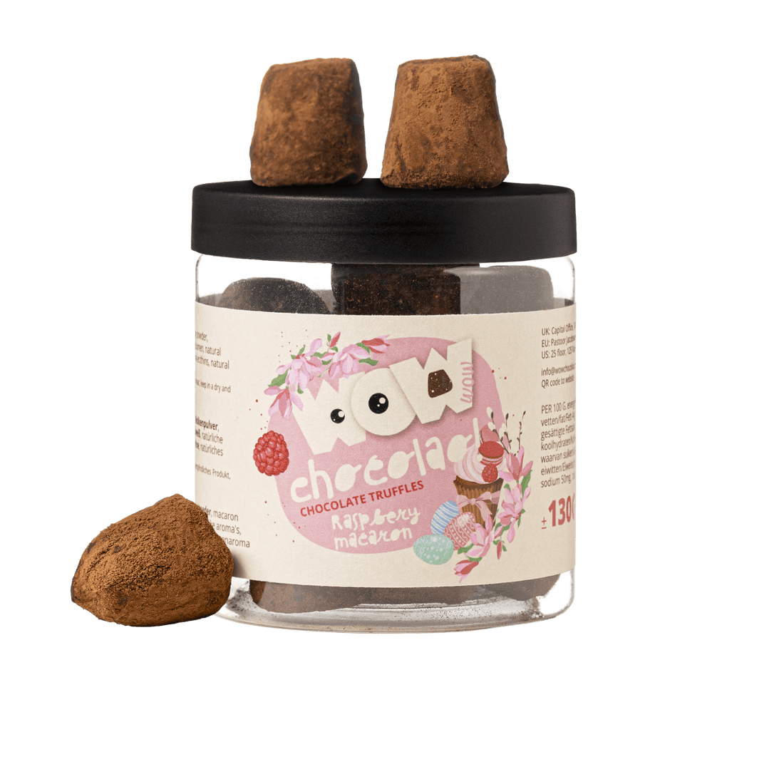 Raspberry Macaron chocolate truffles - Easter Gifting jar 130g