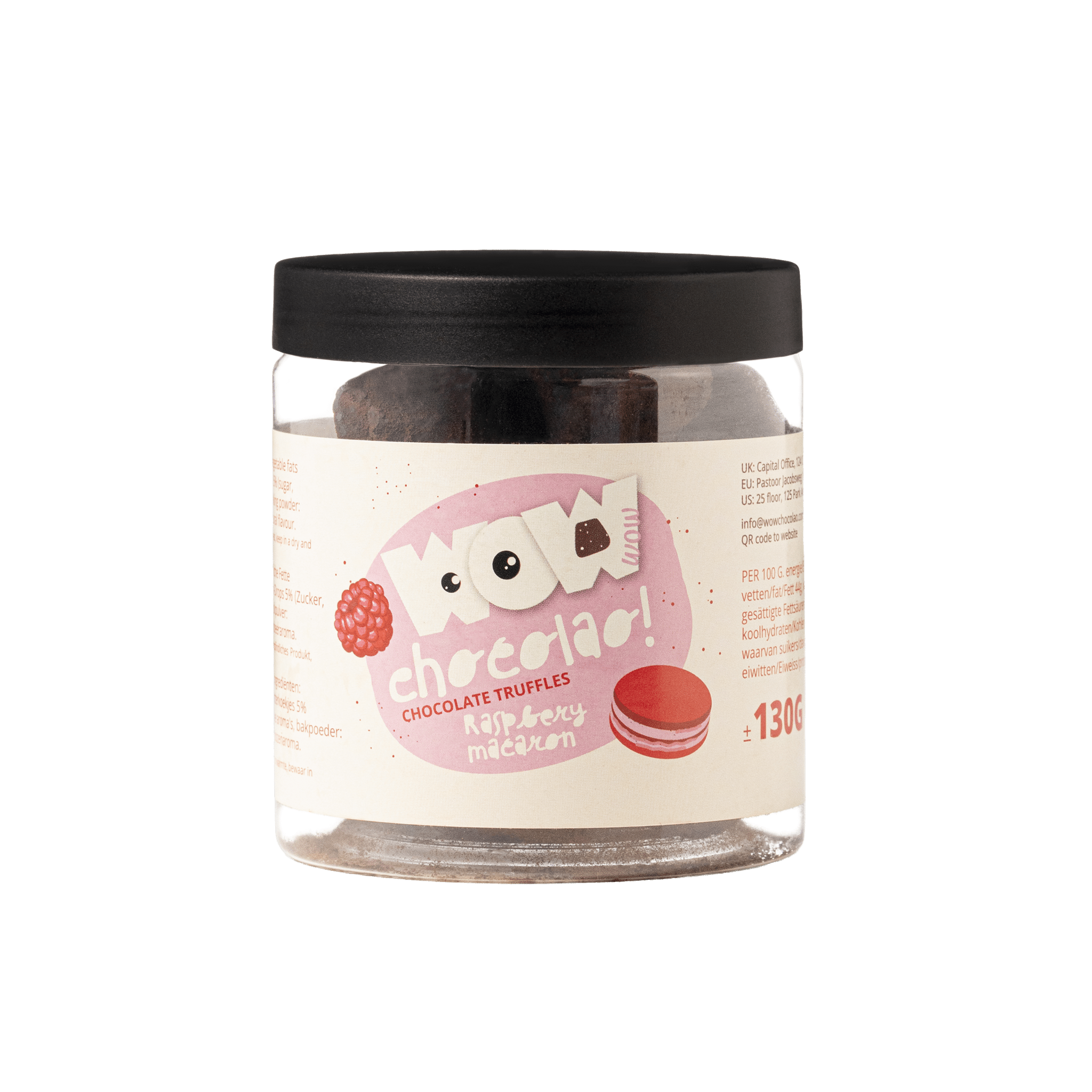 Raspberry Macaron Chocolate Truffles Gift Jar 130g | Fruity Luxury Chocolate