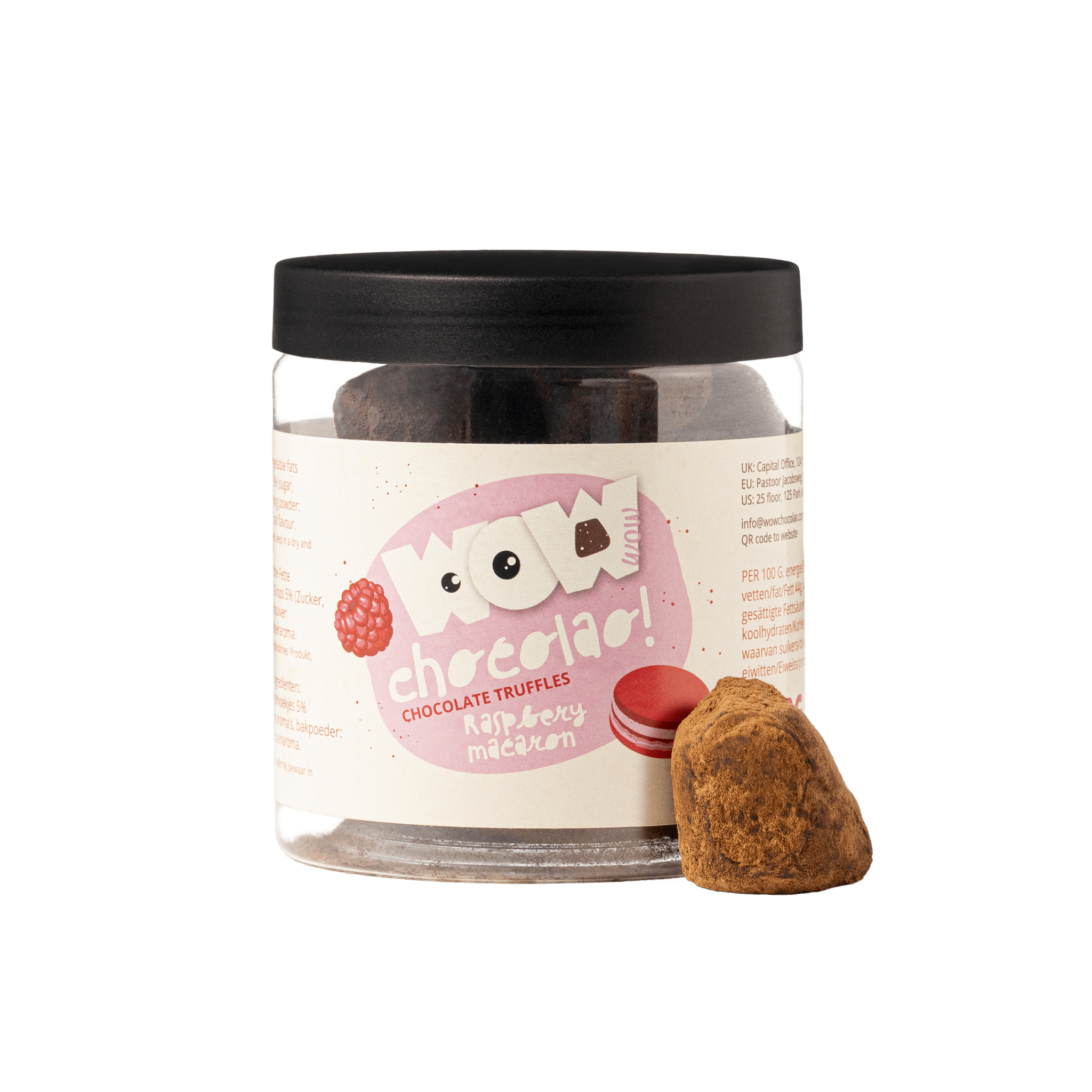 Raspberry Macaron Chocolate Truffles Gift Jar 130g | Fruity Luxury Chocolate