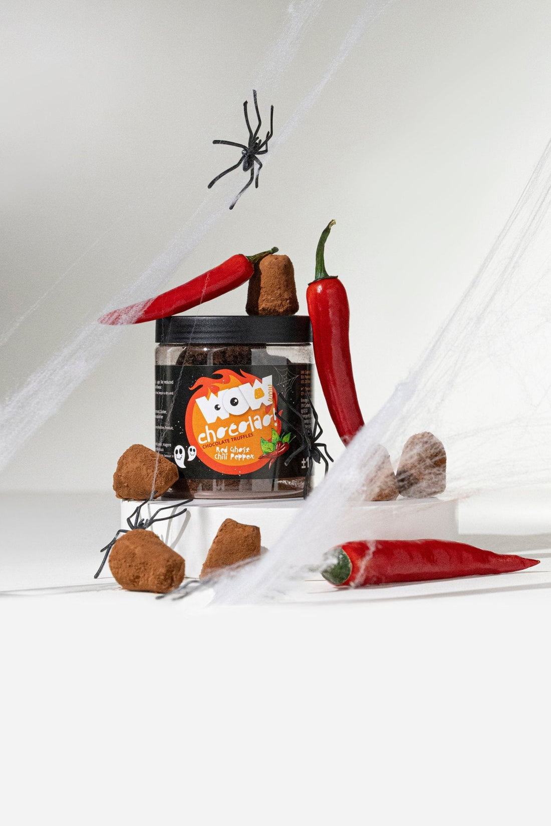 Red Ghost Chili Peppers Truffles Gift Jar 130g | Spicy Halloween Chocolate