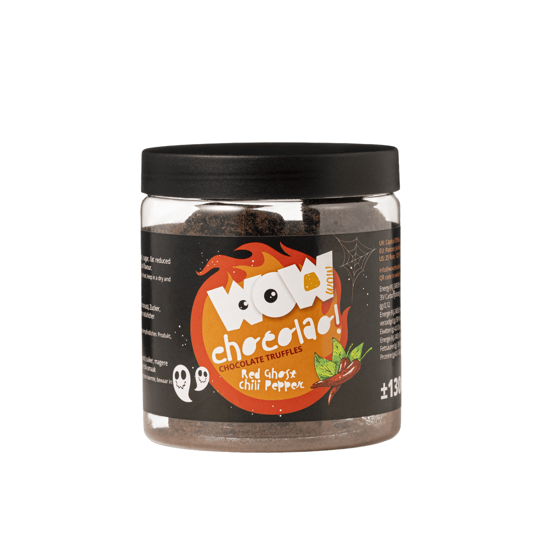 Red Ghost Chili Peppers Truffles Gift Jar 130g | Spicy Halloween Chocolate