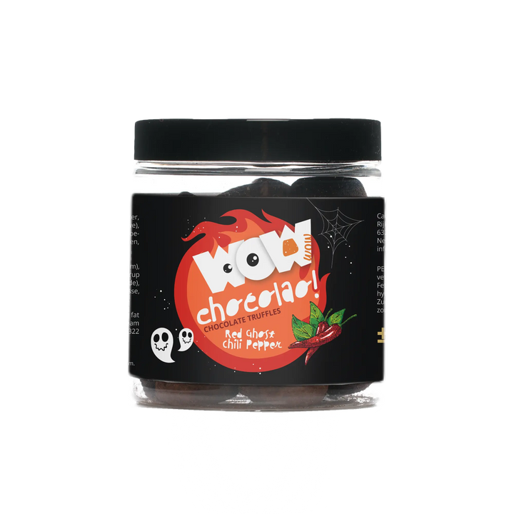 Red Ghost Chili Peppers - Halloween Chocolate Truffles - Gifting jar 130g - Goat Corp