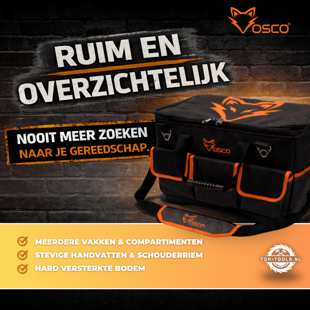 Professionele Gereedschapstas XL – Verstevigde Bodem – Extra Sterk – Waterafstotend – Met Schouderband