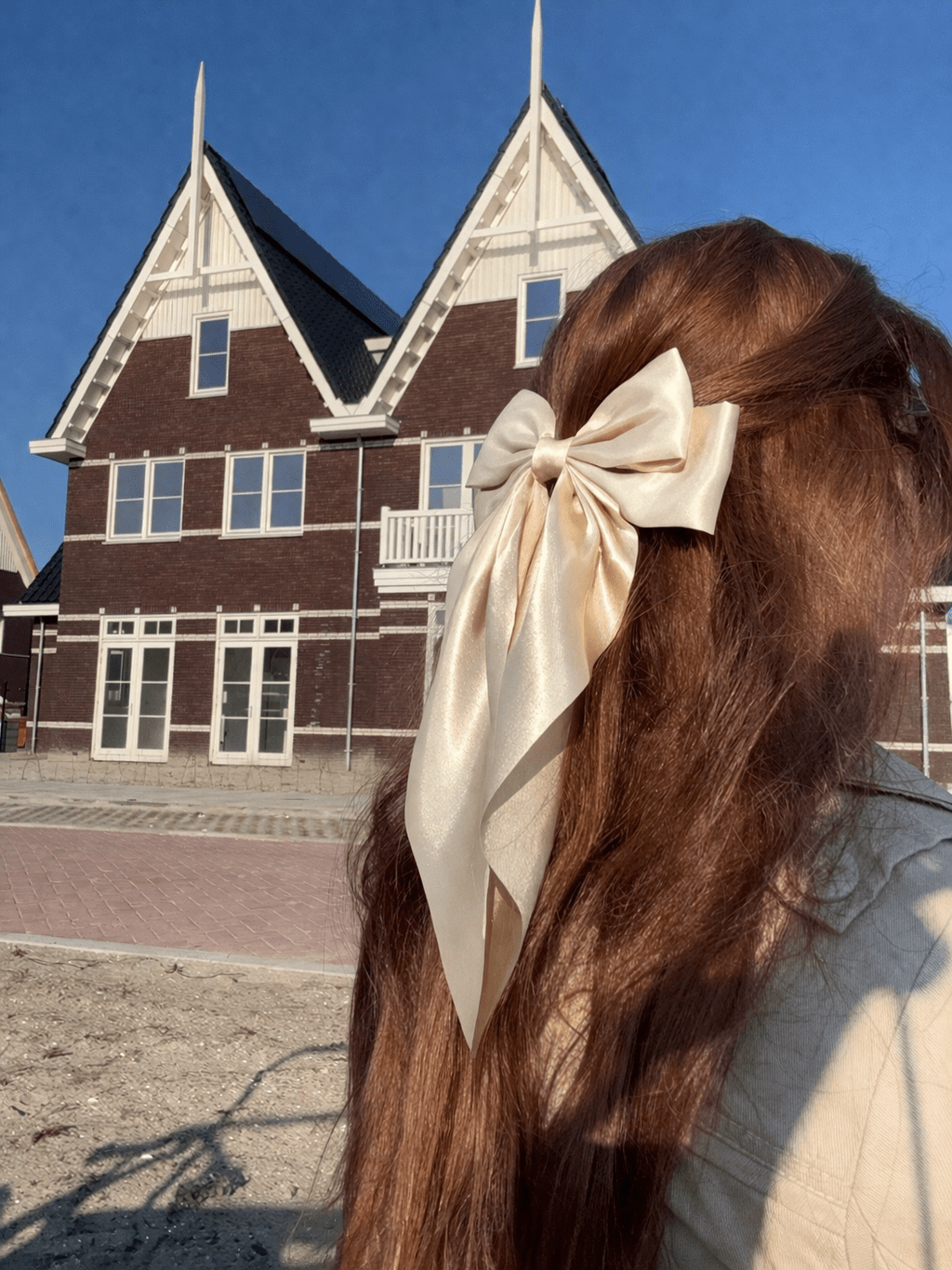 Satijnen Haarstrik Beige/zand