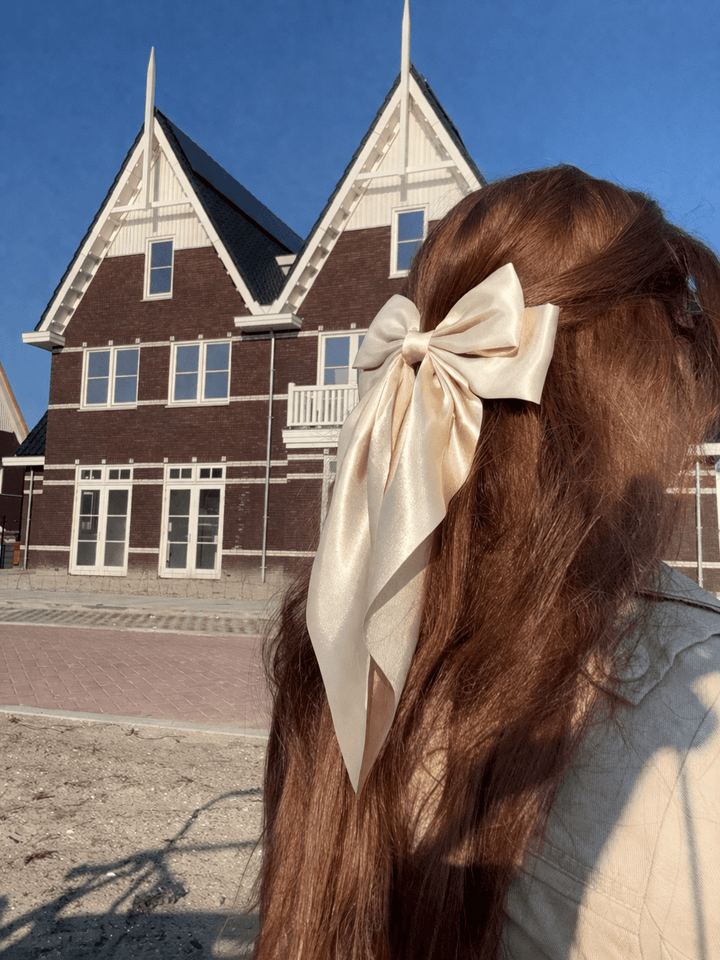 Satijnen Haarstrik Beige/zand