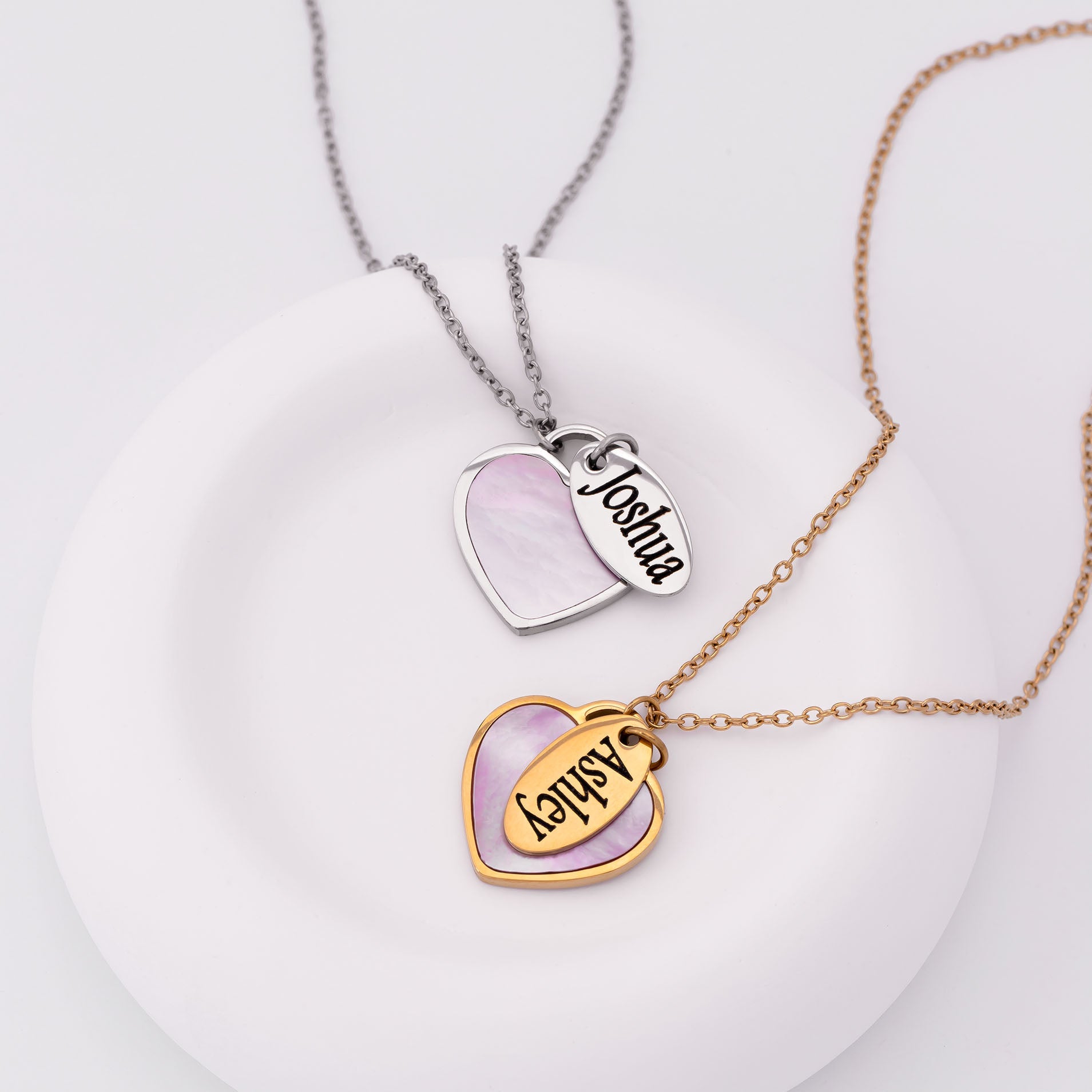 Seashell heart & tag silver