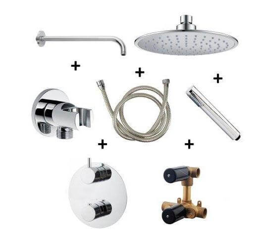 Wiesbaden Inbouw Regendoucheset Wanduitloop Rond 20 cm Chroom (Compleet)