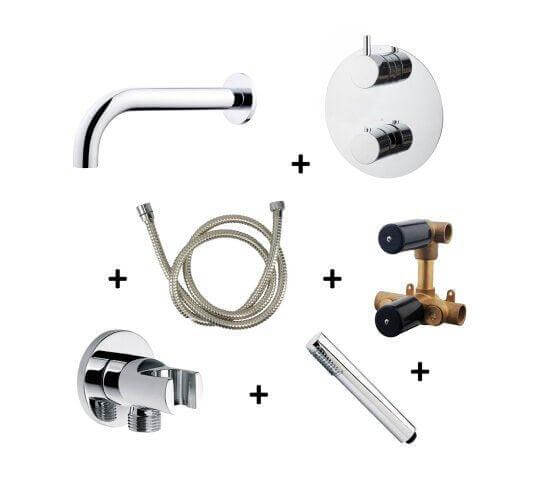 Wiesbaden Inbouw Badkraanset Baduitloop 20 cm Chroom (compleet)