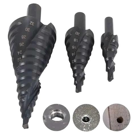 Top-Tools.nl HSS Kobalt Stappenboor Set 3-Delig | 4-32mm Titanium Coating