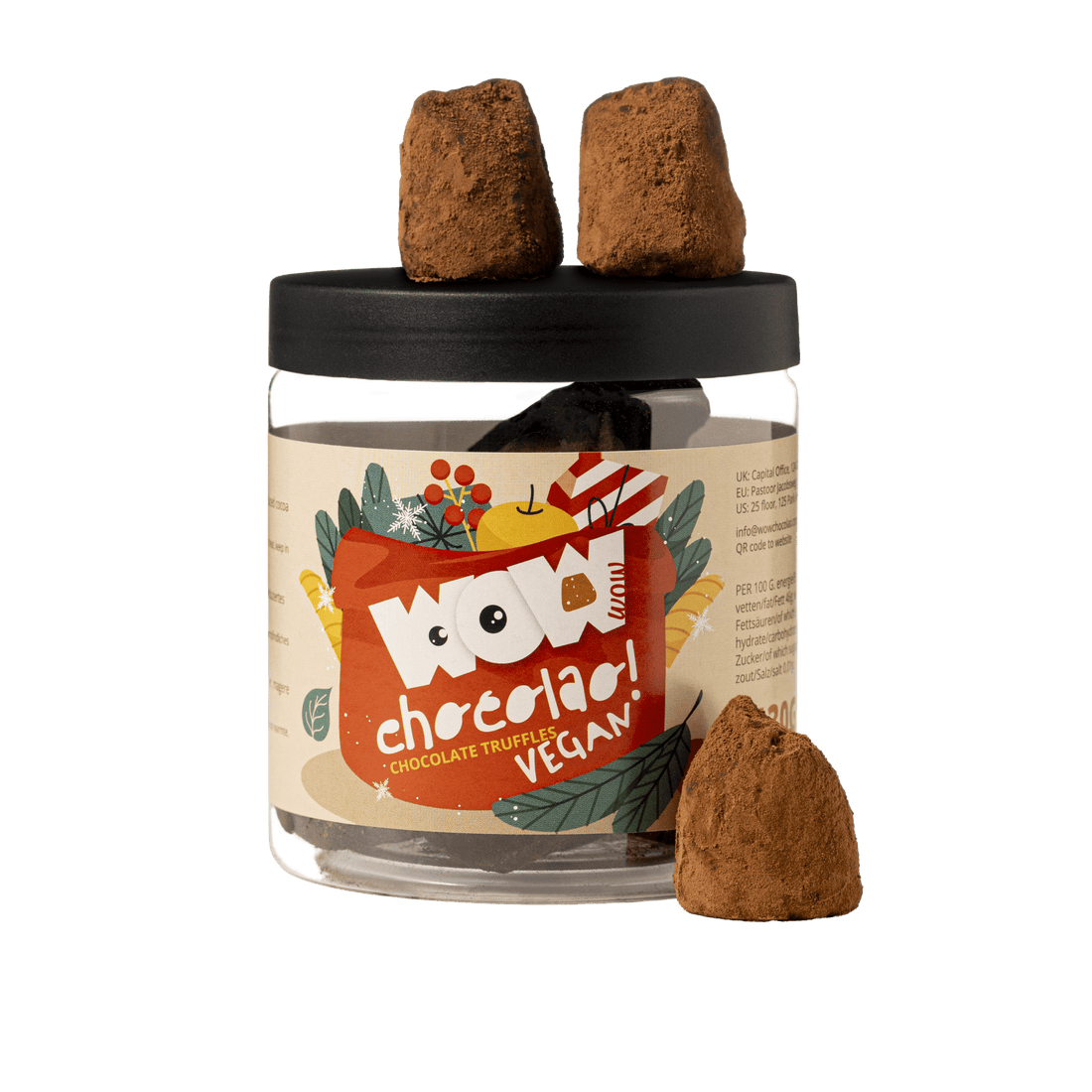 Vegan Christmas Truffles Gift Jar 130g | Dairy-Free Holiday Chocolate