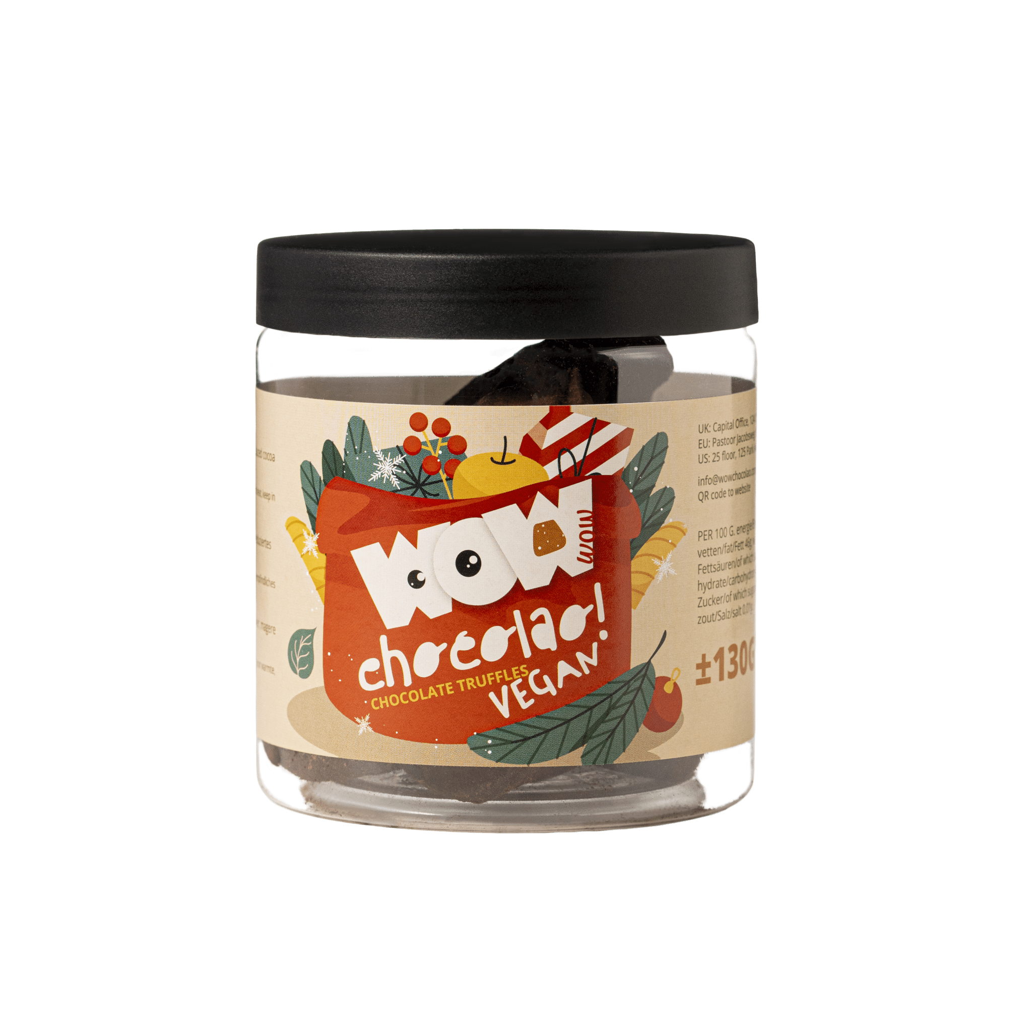 Vegan Christmas Truffles Gift Jar 130g | Dairy-Free Holiday Chocolate