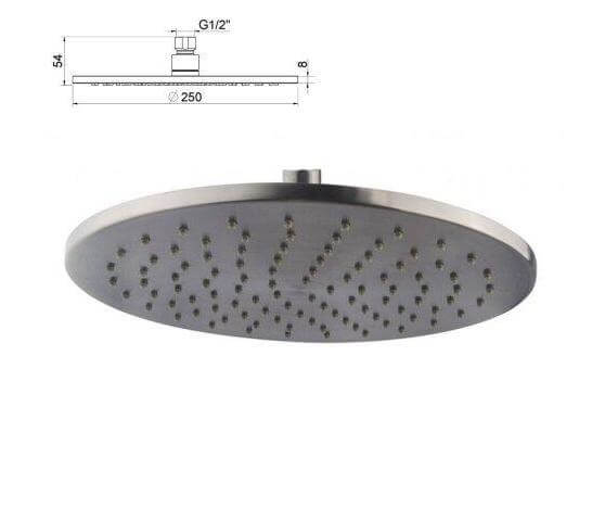 Caral Inbouw Regendoucheset Wiesbaden met Rechthoekige Wanduitlaat in Gunmetal PVD Coating (Inclusief Inbouwonderdelen)