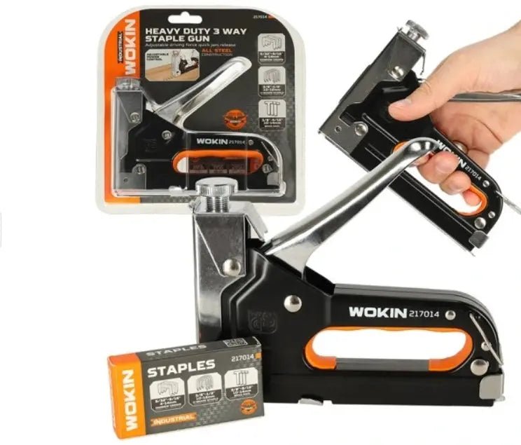 WOKIN Heavy Duty 3-Way Stapler – Professional Multi-Type Nail Gun
